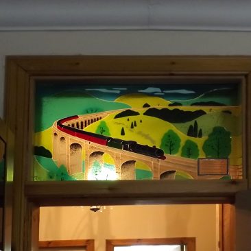 Finished and Fitted Panel: Glenfinnan Viaduct with Jacobite steam train